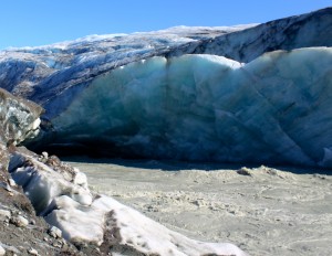 The sediment-rich meltwater river originating from Leverett Glacier in southwest Greenland, pictured in June 2012. Credit: Jon Hawkings
