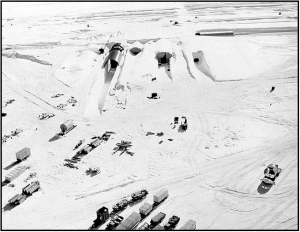 The northeast portal to Camp Century during construction in 1959. Credit: US Army. 