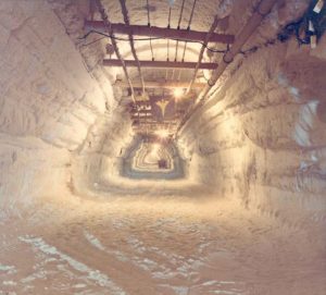 A view inside the main 400-meter (1,300-foot) access trench to Camp Century in 1964. More than 12 150-meter (500-foot) long side trenches radiated out from the main trench. Credit: US Army. 