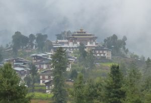 The present-day Gangteng monastery in the Phobjikha Valley, Bhutan, that was reduced to rubble in a major earthquake in 1714. Credit: György Hetényi. 
