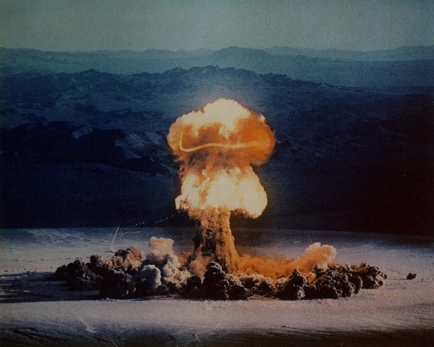 The 37 kiloton “Priscilla” nuclear test, detonated at the Nevada Test Site in 1957. Credit: U.S. Department of Energy