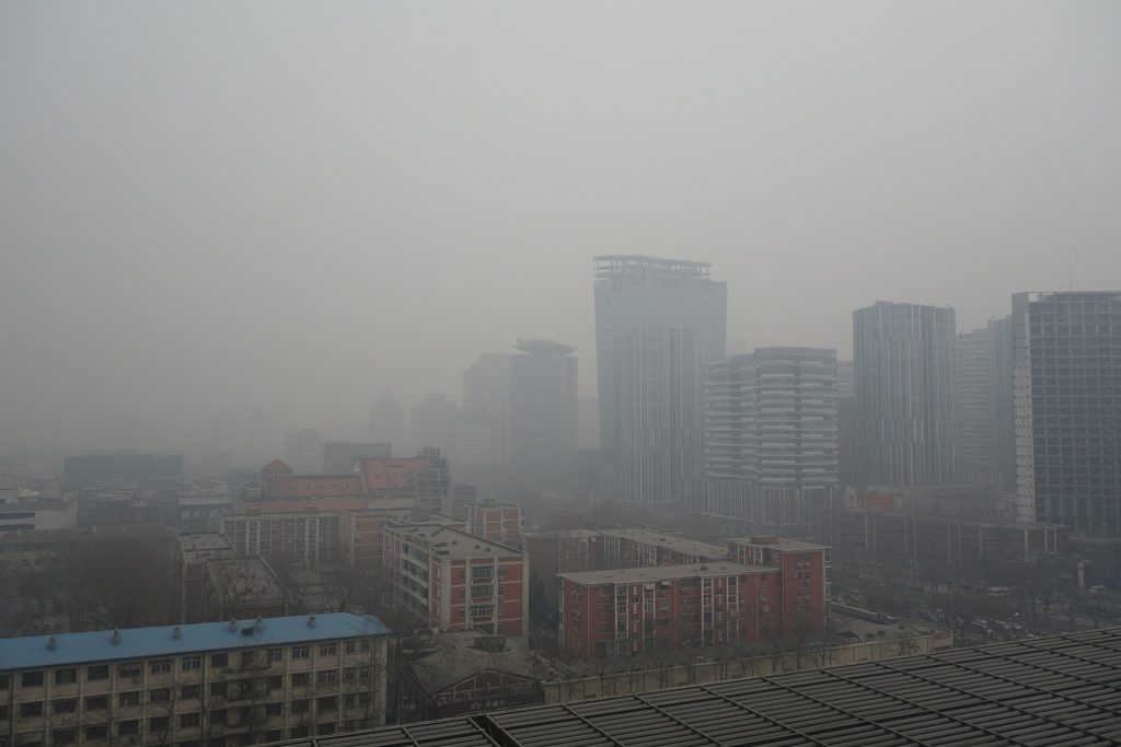 Air pollution over Beijing, China in February 2014. Two new studies show air quality has significantly improved in China due to the COVID-19 lockdowns. Credit: Kentaro Iemoto, CC-2.0