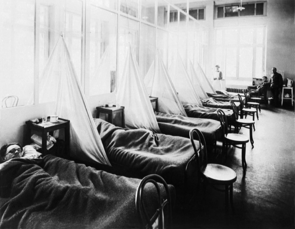 American Expeditionary Force victims of the Spanish flu at U.S. Army Camp Hospital no. 45 in Aix-les-Bains, France, in 1918 Uncredited US Army photographer; public domain. 