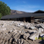Damage from a major post-wildfire landslide that occurred on 25 December 2003 near Devore, San Bernardino County as a result of the Old/Grand Prix fires that ran through the San Bernardino Mountains. Credit: USGS/Sue Canton.