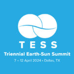 square blue logo for Triennial Earth-Sun Summit 7-12 April, Dallas, TX