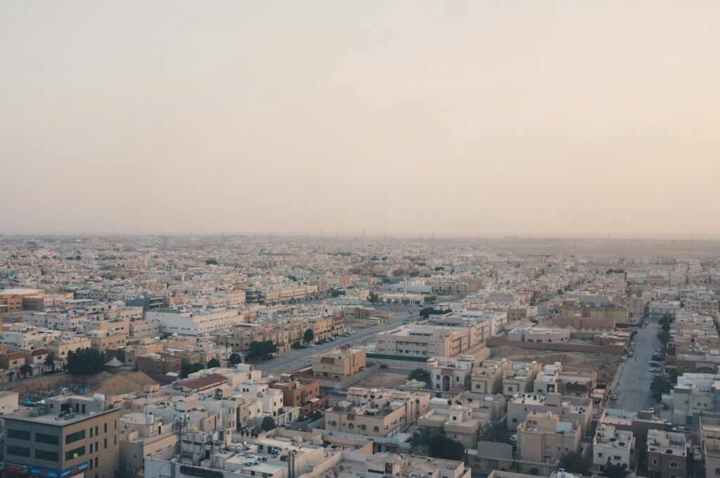 An aerial view of Riyadh, Saudi Arabia. 