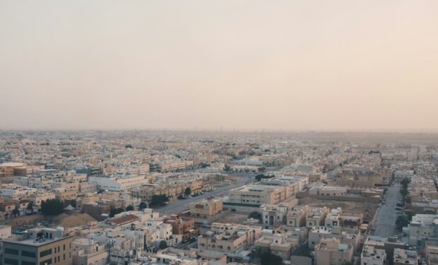 An aerial view of Riyadh, Saudi Arabia.