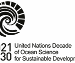 Logo for the UN Decade of Ocean Science for Sustainable Development, a spiraling shell-like design